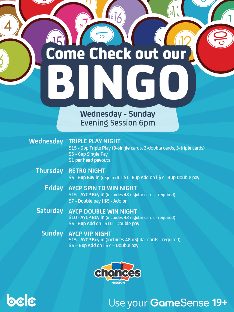Come Check Out Our Bingo